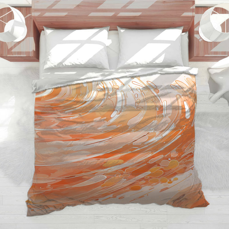 Orange Swirl Abstract Comforter, Queen