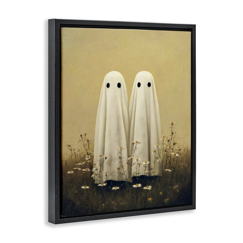 Cadre flottant Daisy Ghost Couple, design par Arlington Prints, Cadre flottant noir de jais, H 21 po x l 17 po