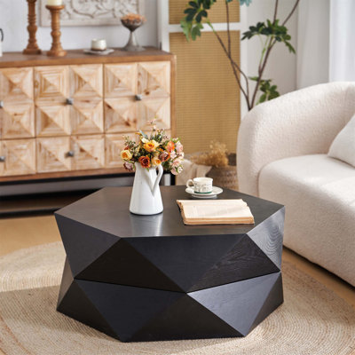 Table basse de 36,61 po de style rétro avec plateau rabattable Polygon