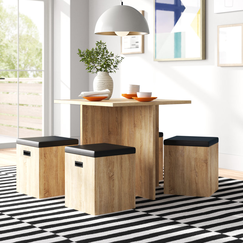 Alpert 4 - Person Pedestal Dining Set, Beige