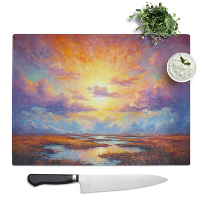 Cloudy Sky Futurism  Glass Chopping Board