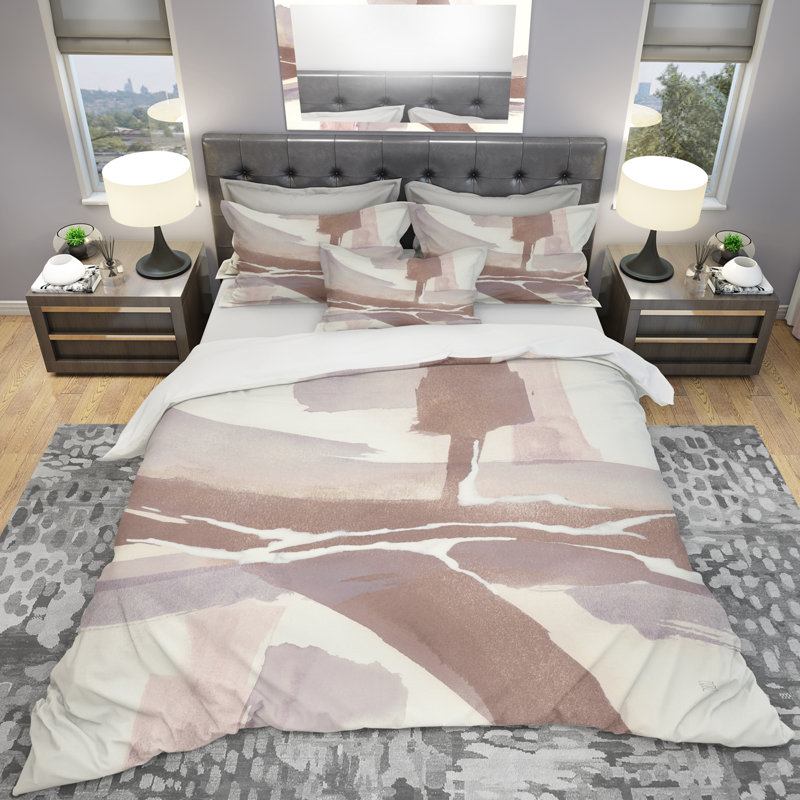 White and Placid I Blush - Ensemble de housse de couette Modern Farmhouse - Microfibre de polyester