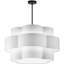 Lustre incandescent 4 lumières, noir mat avec abat-jour blanc-599115598-599115587
