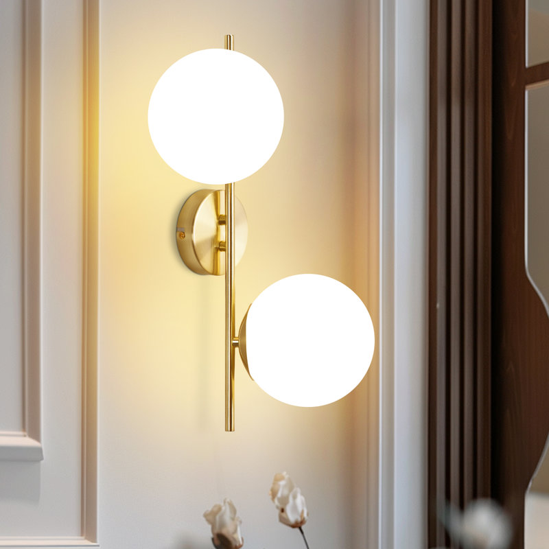 Glass Armed Sconce 2 -light E27 gold wall Sconces hallway lamp Ahlivia