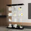 Très grande vitrine à 4 tablettes en verre noir pour le salon, rangement de figurines, vin, whisky, verre trempé de 5 mm, structure en métal, base en bois massif avec base à 4 tablettes, bouton