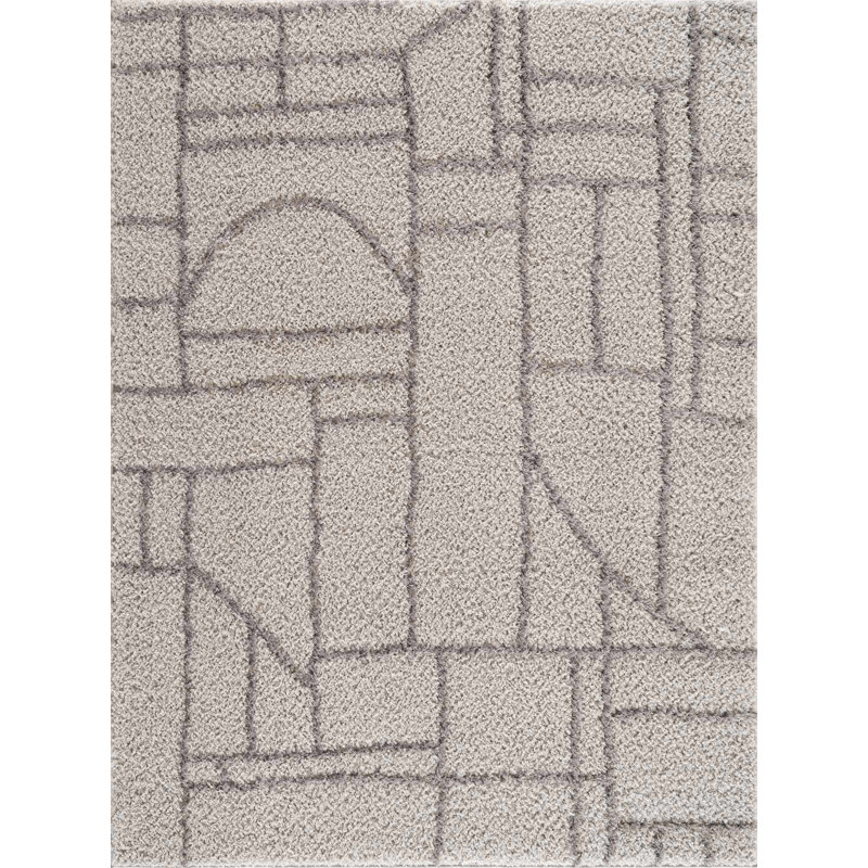 Juwaria Abstract Cream Area Rug, Rectangle 2' x 3'