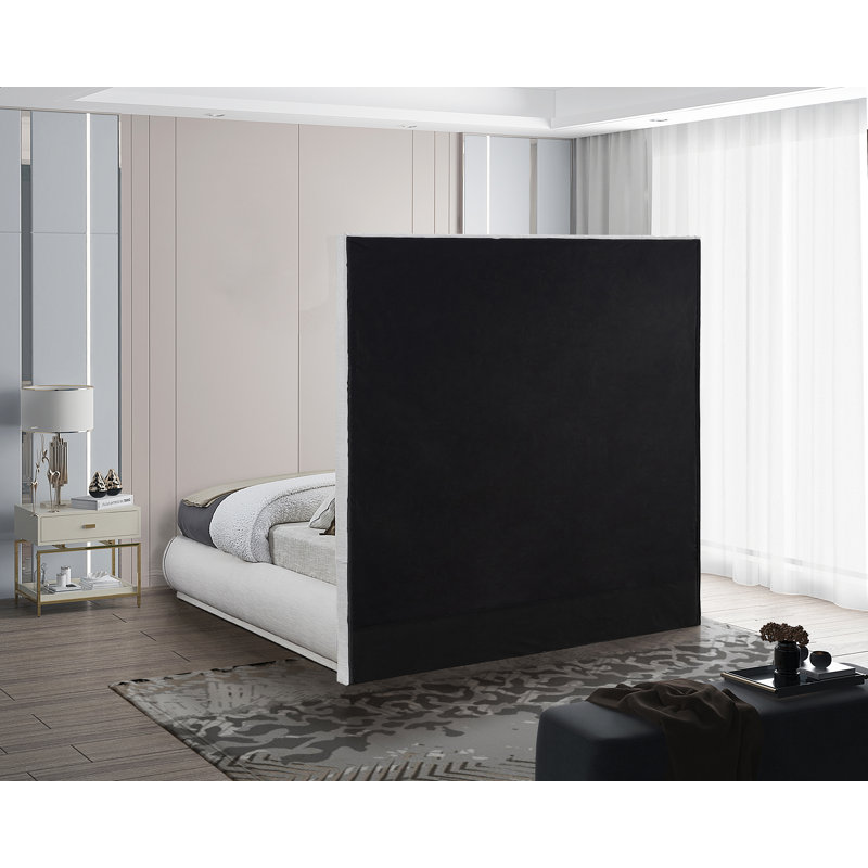 Prudhoe Upholstered Platform Bed, King, Cream Linen Textured Fabric