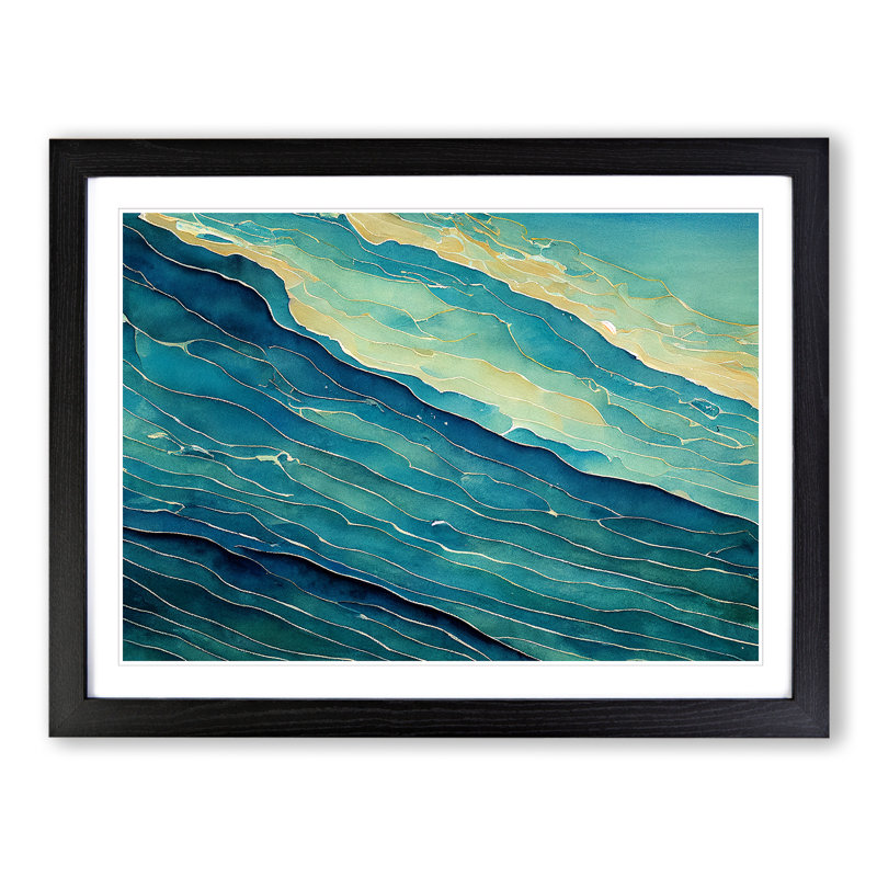 Abstract Ocean Vol.2 - Single Picture Frame Print, 46cm H x 64cm W x 2cm D, Black