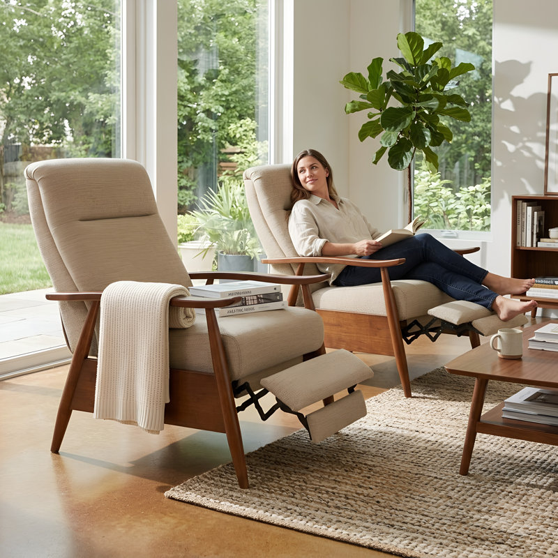 Fauteuil inclinable Imona, Polyester beige