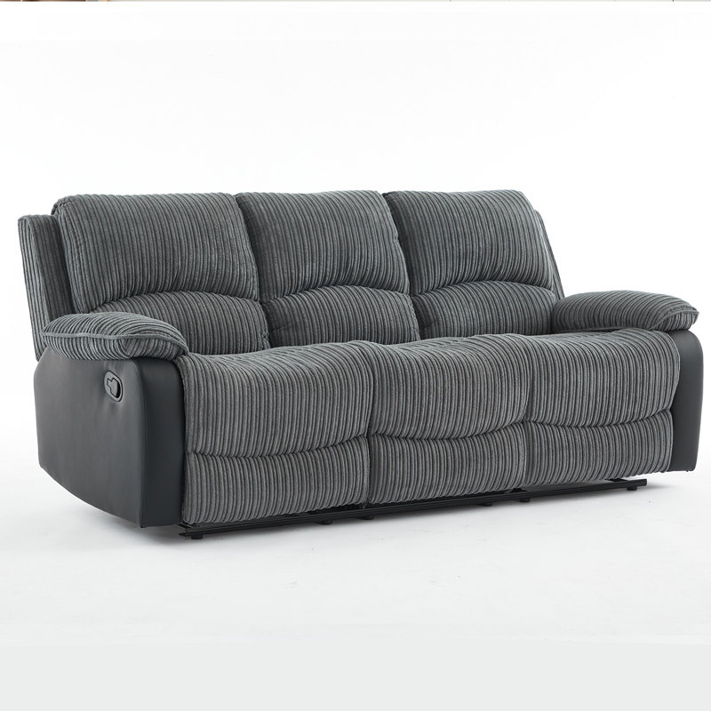 Reclining Sofa Sectional Recliner Plush Corduroy Couches Set Sofa, Manual - Push Button