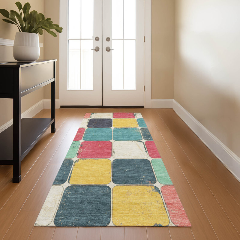 Premium Machine Washable Tiana Geometric Rug, Runner 2'3" x 7'6"