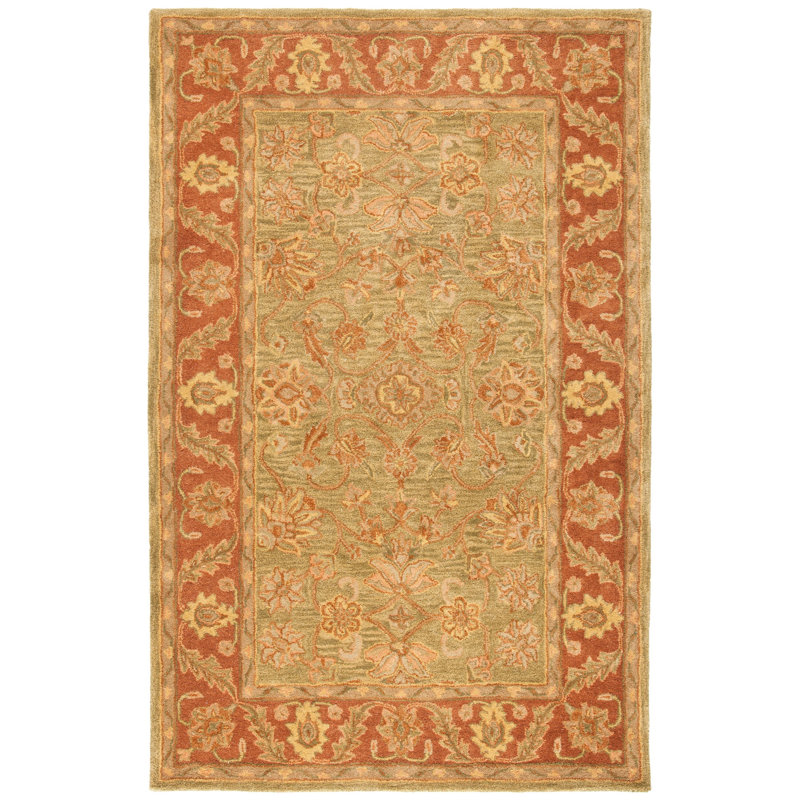 Santoyo Hand Tufted Wool Floral Rug, Rectangle 2' x 3'