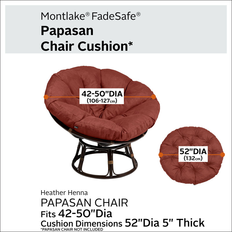 Montlake Outdoor 5'' Papasan Seat Cushion, Heather Henna
