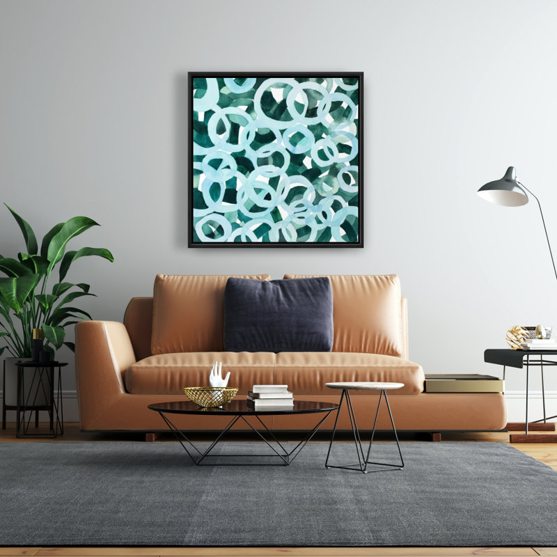 Abstract Circles Turquoise Canvas | Bathroom Wall Art Decor, 25.25" H x 25.25" W