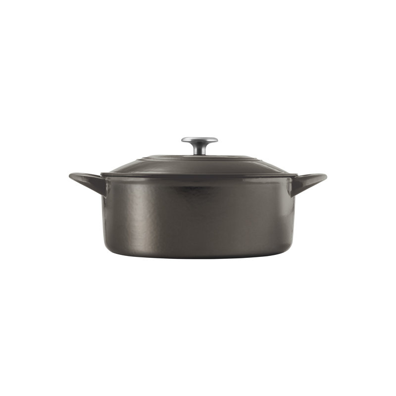 Cocotte ronde en fonte émaillée de couleur brune, 6 pintes, Métal industriel