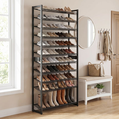 Abbi 48-60 Pair Stackable Shoe Rack,  with Adjustable Flat or Angled Shelves