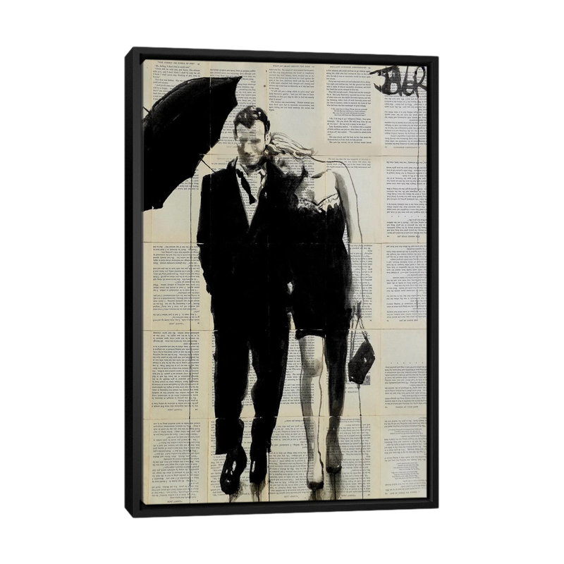 Impression d’art graphique, "each other" par Loui, Pas de tapis, H 26 po x l 18 po x 1,5 po, Toile avec cadre noir