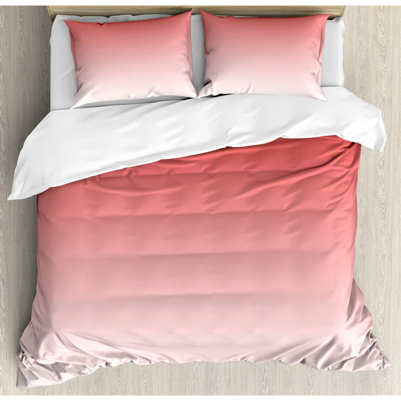 Modern & Contemporary Polyester Paisley Duvet Cover, King, Coral/White