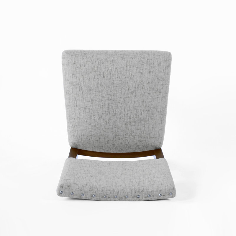 Ensemble de 2 chaises de salle à manger, dossier ouvert rembourré, tissu tissé gris