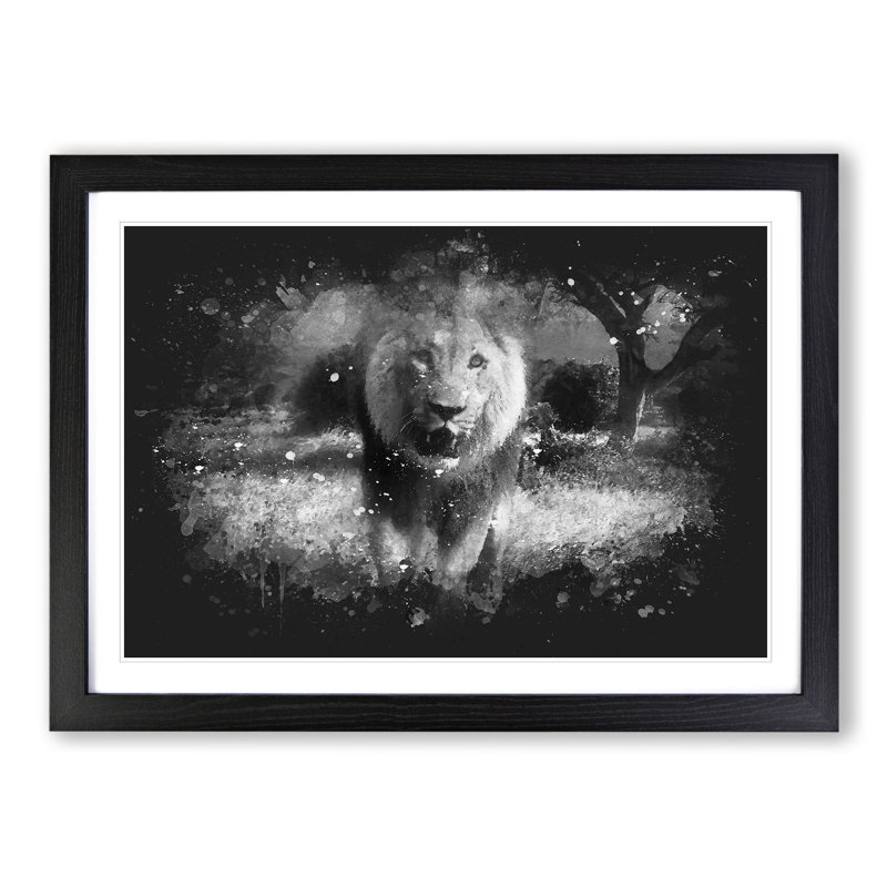 Lion Vol.5 - Picture Frame Graphic Art, Black Framed, 65cm H x 90cm W x 2cm D