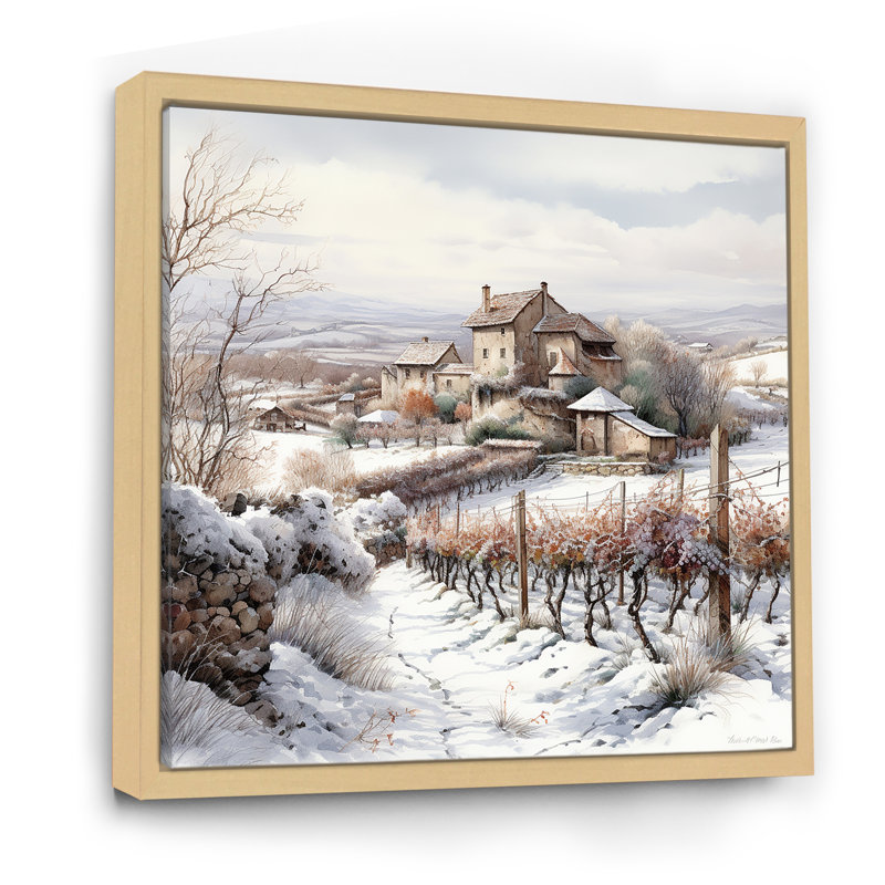 Vineyard Charm In Winter - Décoration murale vignoble, H 36 po x l 36 po x P 1,5 po, Cadre naturel flottant