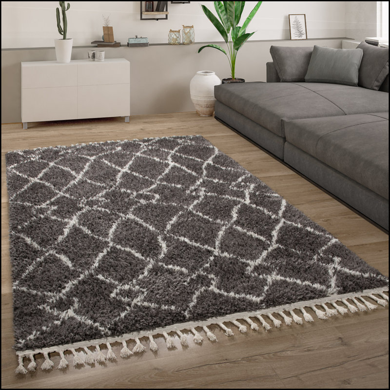 Aquilla Geometric Shag Area Rug, Rectangle 60 x 100cm
