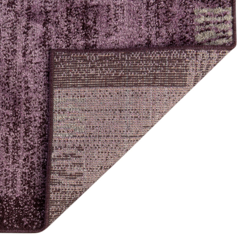 Tapis mauve à motif géométrique Sahr, Tapis de couloir 2 pi x 8 pi