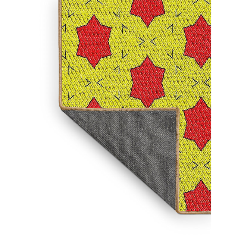 Tapis de zone jaune/rouge à motifs Ivanbrook, Rectangle 5 pi x 8 pi