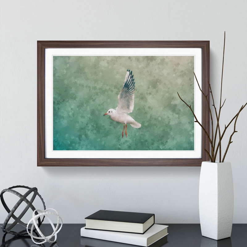 Seagull - Picture Frame Painting Print, 33cm H x 45cm W x 2cm D, Walnut Framed