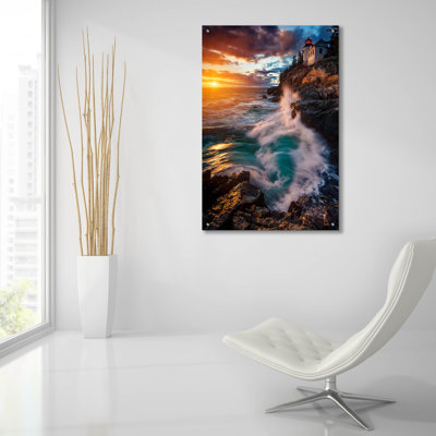 Art mural en verre Breakwater Bay «High Tide At Sunset» par Rick Berk