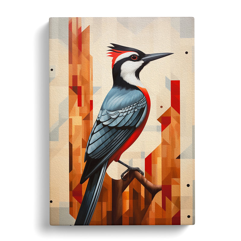 Woodpecker Geometric - Print, 60cm H x 40cm W x 3cm D