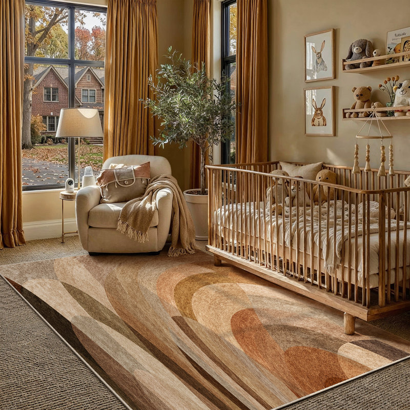 Elsie Modern Abstract Washable Area Rugs With Non-Slip Backing, Rectangle 3' x 5'