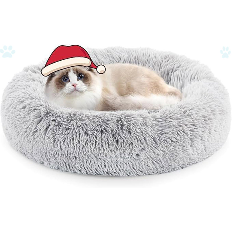 Lit pour chien Donut, lit apaisant pour chiens, lit pour chat lavable, H 7,89 po x l 19,89 po x L 20,07 po, Gris