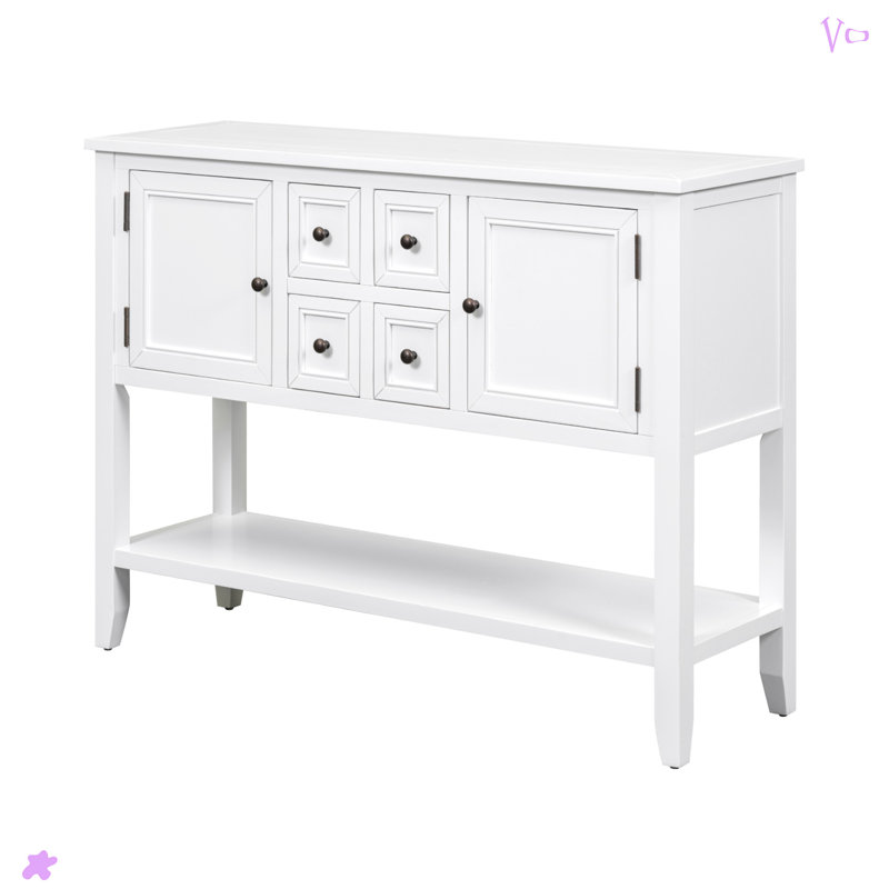 Bouldin Storage Vintage Console Table with Four Small Drawers and Bottom Shelf for Living Rooms, Ample Storage Vintage Console Table