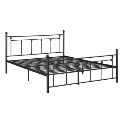 Élégant lit plateforme en métal de style victorien avec tête et pied de lit surélevés en forme de H, durable et élégant pour les chambres modernes (matelas non inclus)
