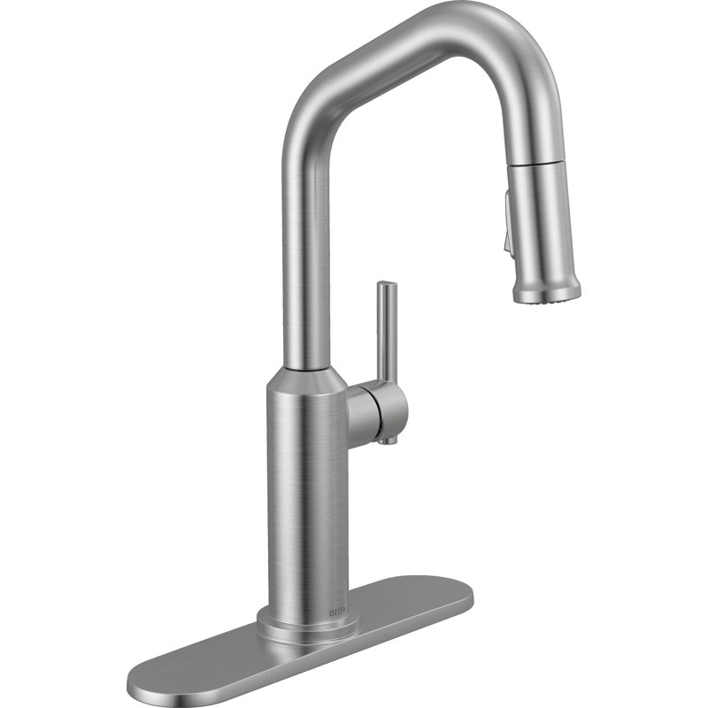 Single Handle Pull-Down Bar/Prep Faucet, Lumicoat Arctic Stainless