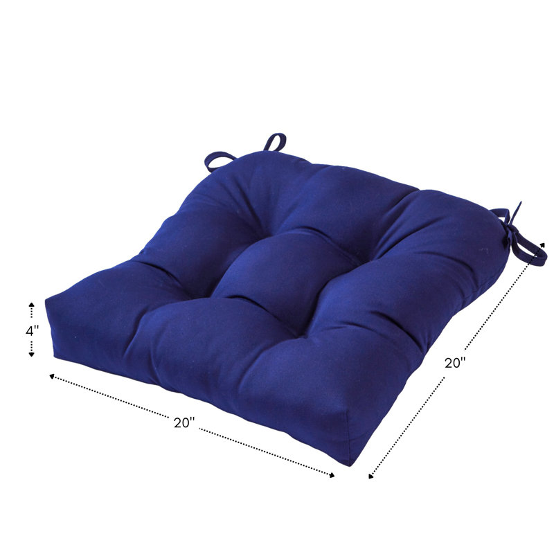 Coussin de chaise d'extérieur Royzell Sunbrella, Toile bleu marine