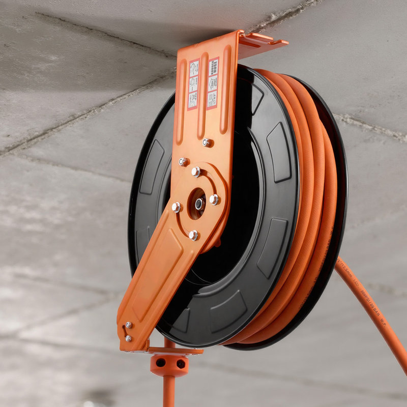 Enrouleur de tuyau d'air rétractable, tuyau en caoutchouc 1/2 po x 65 pi, 300 psi maximum, enrouleur de boyau de compresseur d'air avec enroulement automatique de 5 pi, fixation au plafond / au mur pour les ateliers de garage