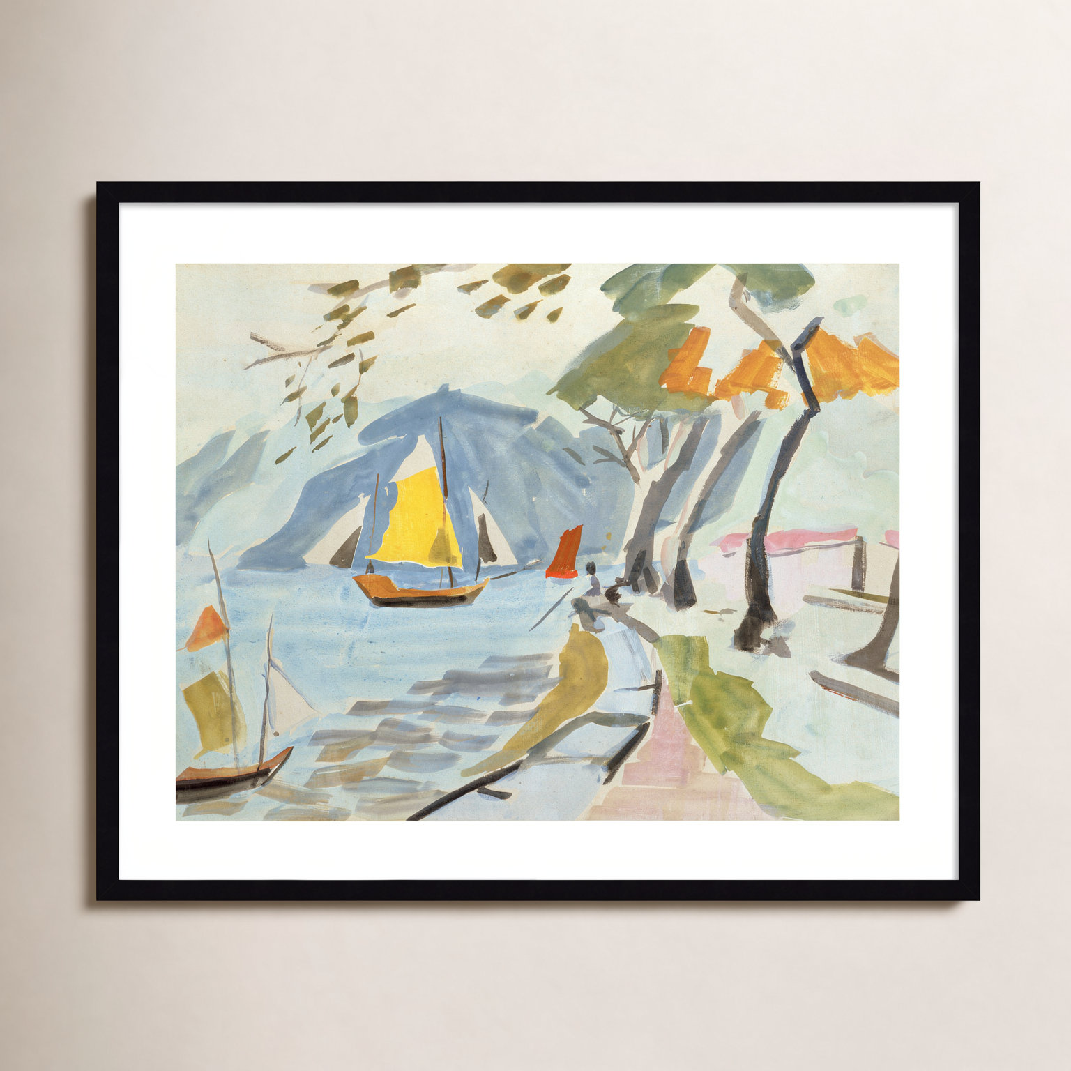 Macau Shoreline Print by Anne Durham, Black, 27" H x 33" W x 1" D