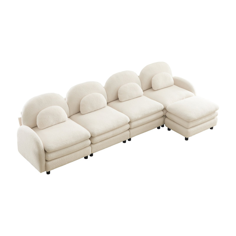 Canapé modulaire Teddy, Beige / Blanc