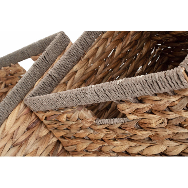 Wicker 2 Piece Square Rope Border Basket Set
