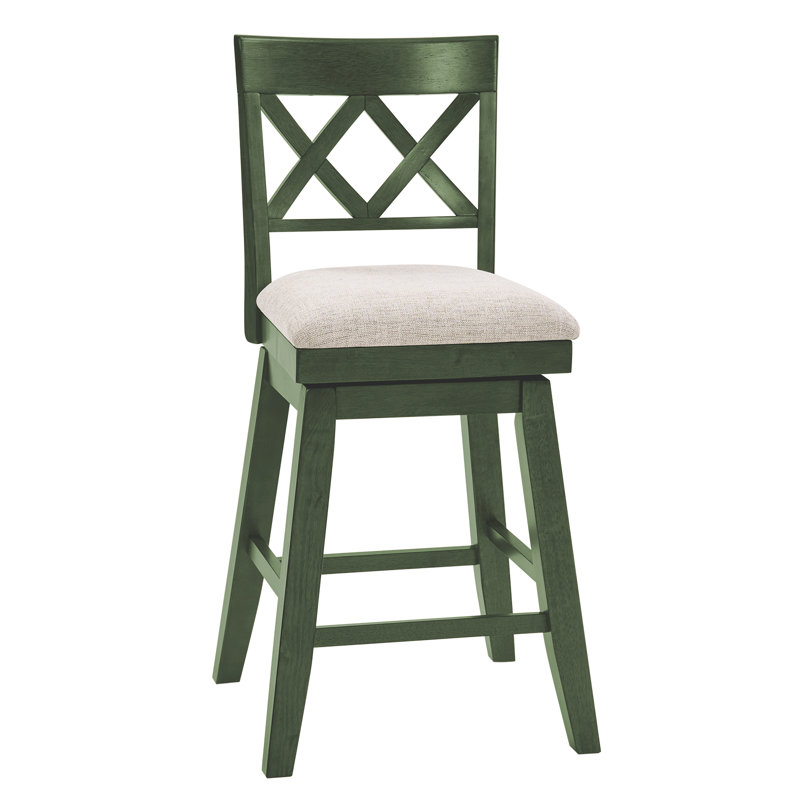 Tabouret de bar en bois massif Modern Farmhouse, Vert