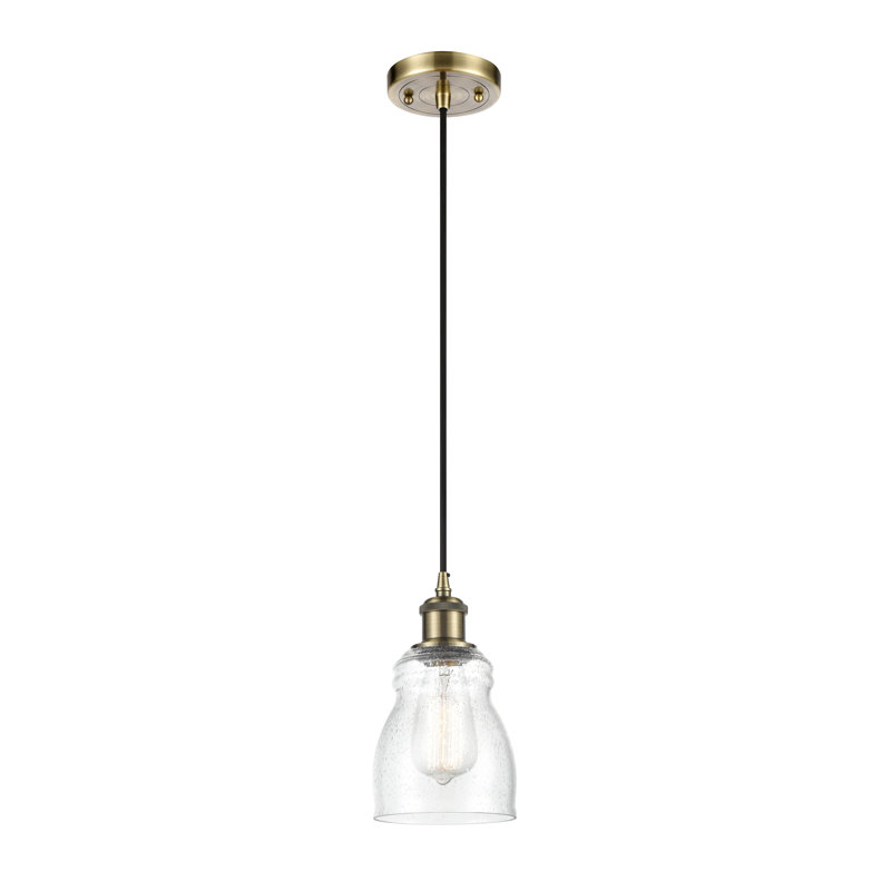 Luminaire suspendu conique à 1 lumière Coulombe, Transparent, Ampoule non incluse