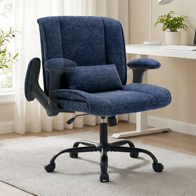  Modern Criss Cross Office Chair with Flip-Up Arms, Lumbar Support for Home Office, Bedroom