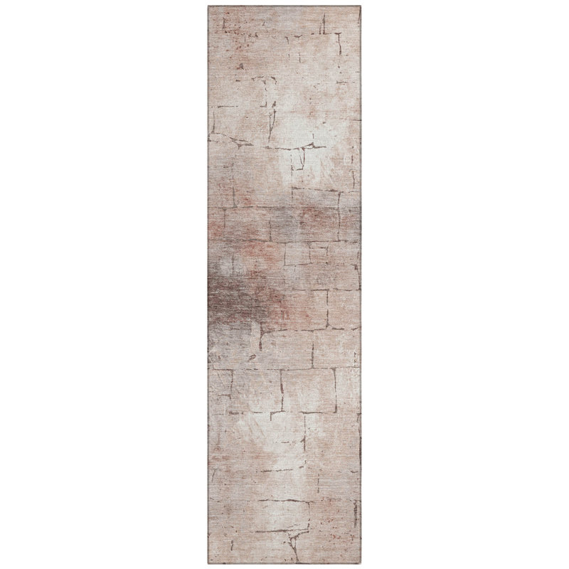 Machine Washable Indoor/Outdoor Husby ACN2215 Geometric Rug, Runner 2'3" x 7'6"