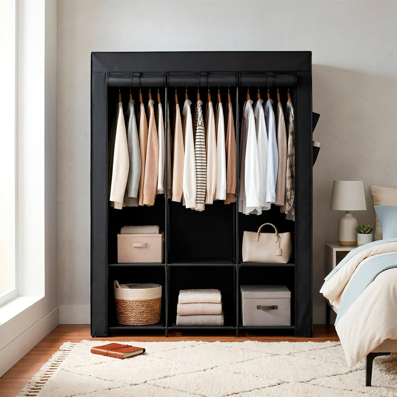 Metal Wardrobe, Black, 130cm (W)