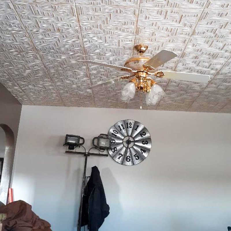 Tuile de plafond en polystyrène Country Wheat 1,6 pi x 1,6 pi, Blanc colombe