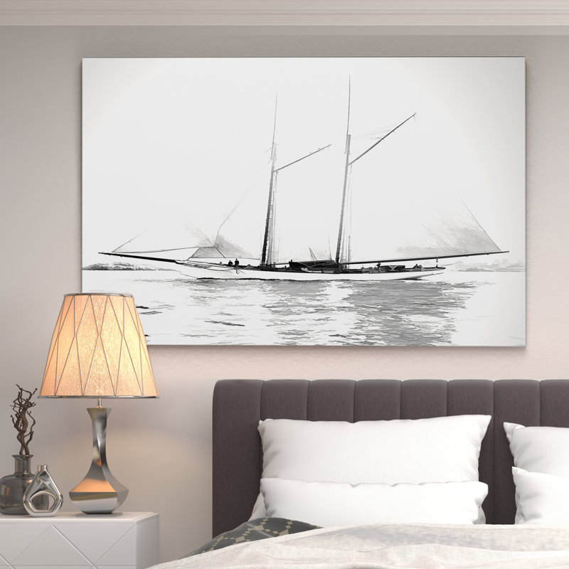 « voilier », reproduction d’impression, H 32 po x l 48 po x P 1,5 po, Pas de tapis, Toile tendue