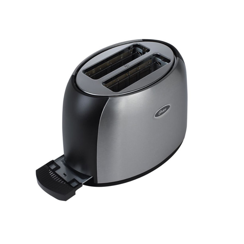 Black and Stainless Steel 2-Slice Wide Slot Toaster
