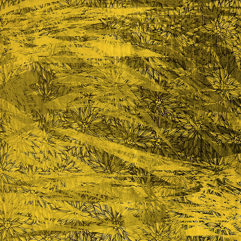 Tapis carré en laine / polyester tissé à la machine à motif floral jaune / vert 3 pi x 3 pi